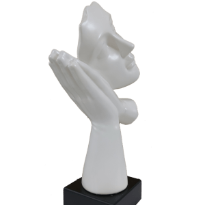 Abstract Woman Face on Hands Statue Table Ascent
