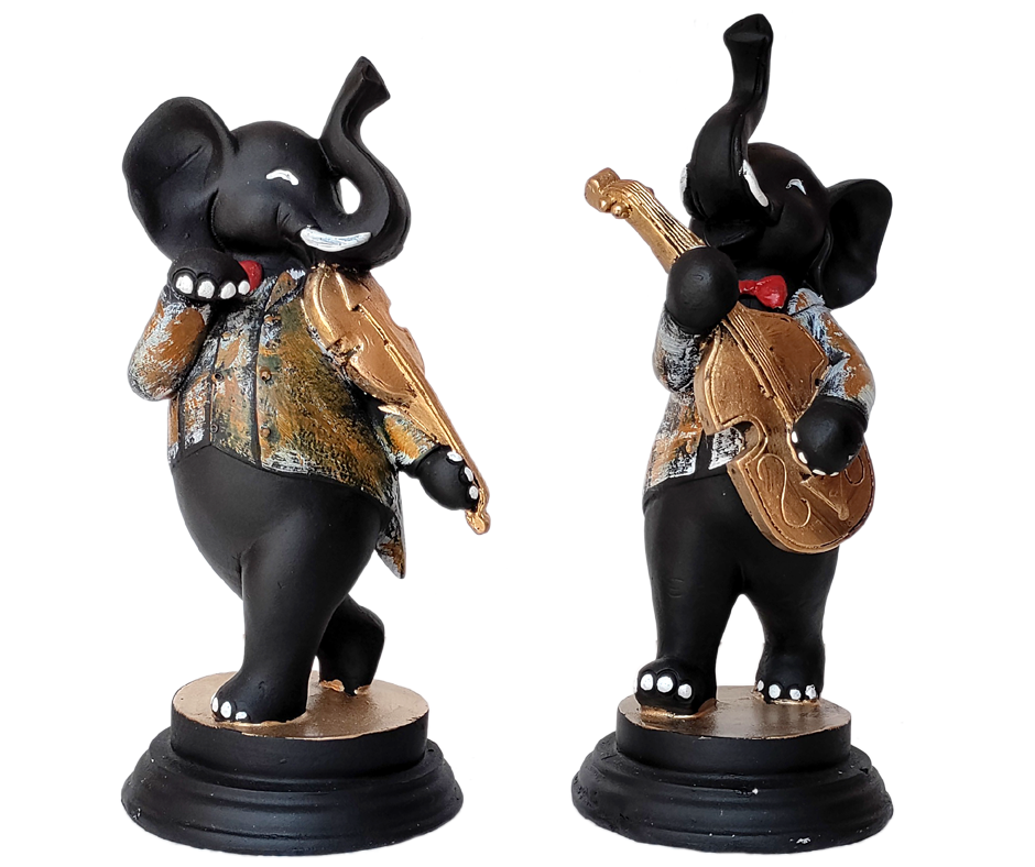 Pair of Musical Appu Set Idol Playing Violin Decorative