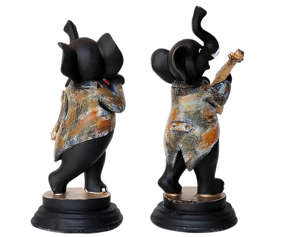Pair of Musical Appu Set Idol Playing Violin Decorative