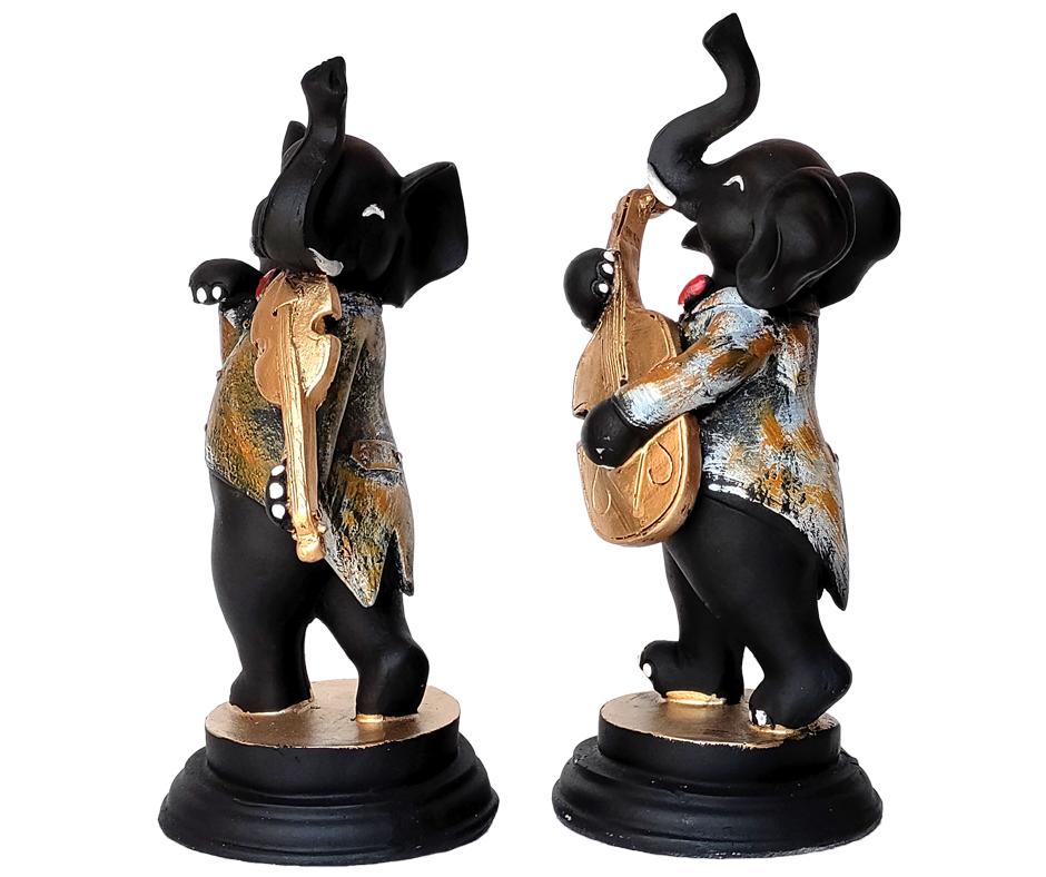 Pair of Musical Appu Set Idol Playing Violin Decorative