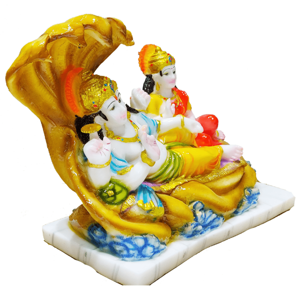 Bhagwan Vishnu Laxmi on Sheshnag Marble Look Statue Height 26 cm