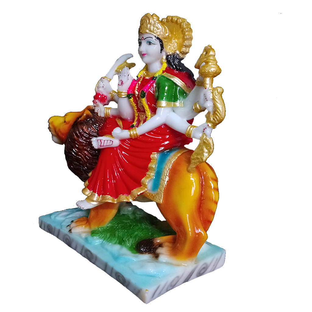 cutNcurve Ma Sherawali Marble Idol Durga Ji,H-27cm