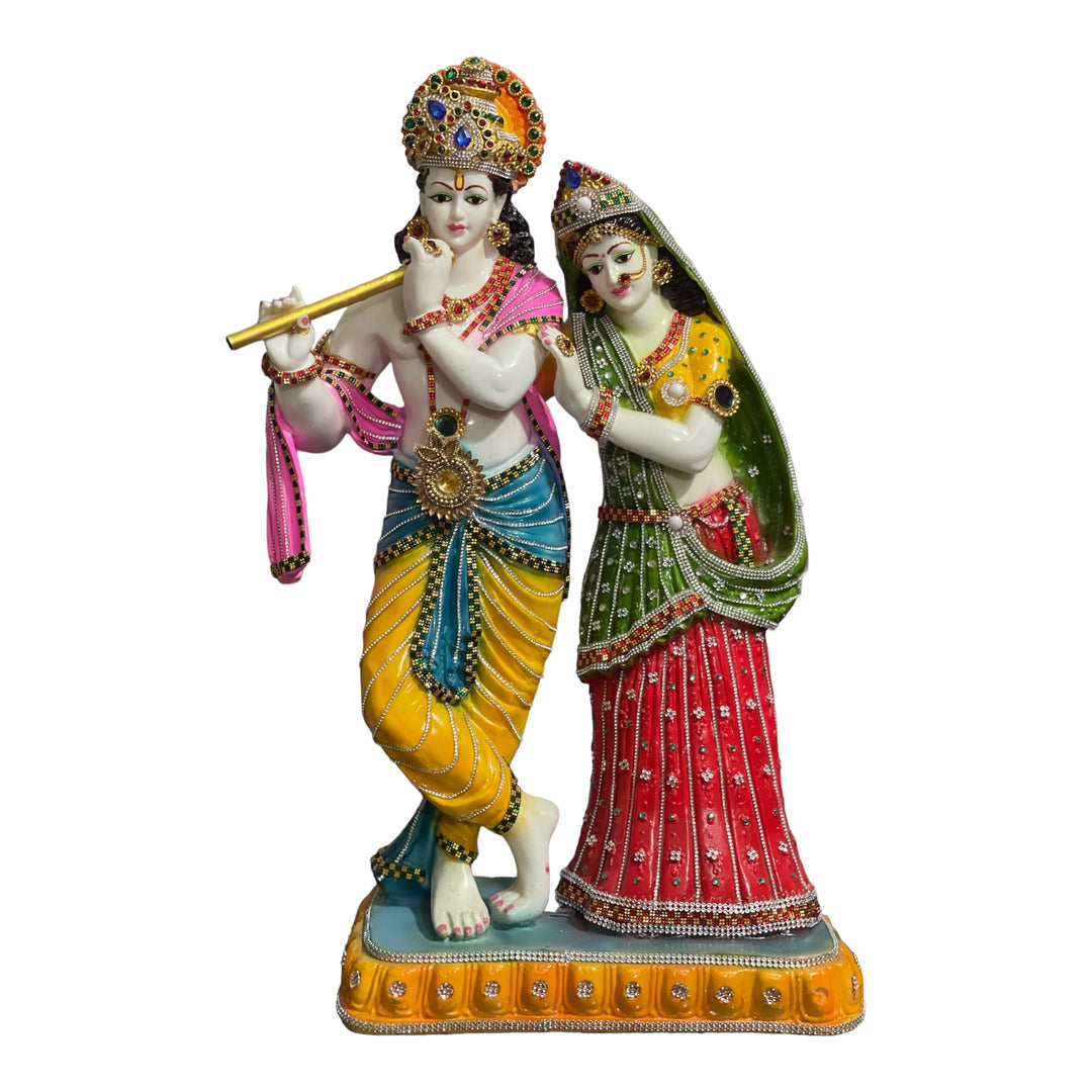 Lord Radha Krishan Marble Look Decorative Idol