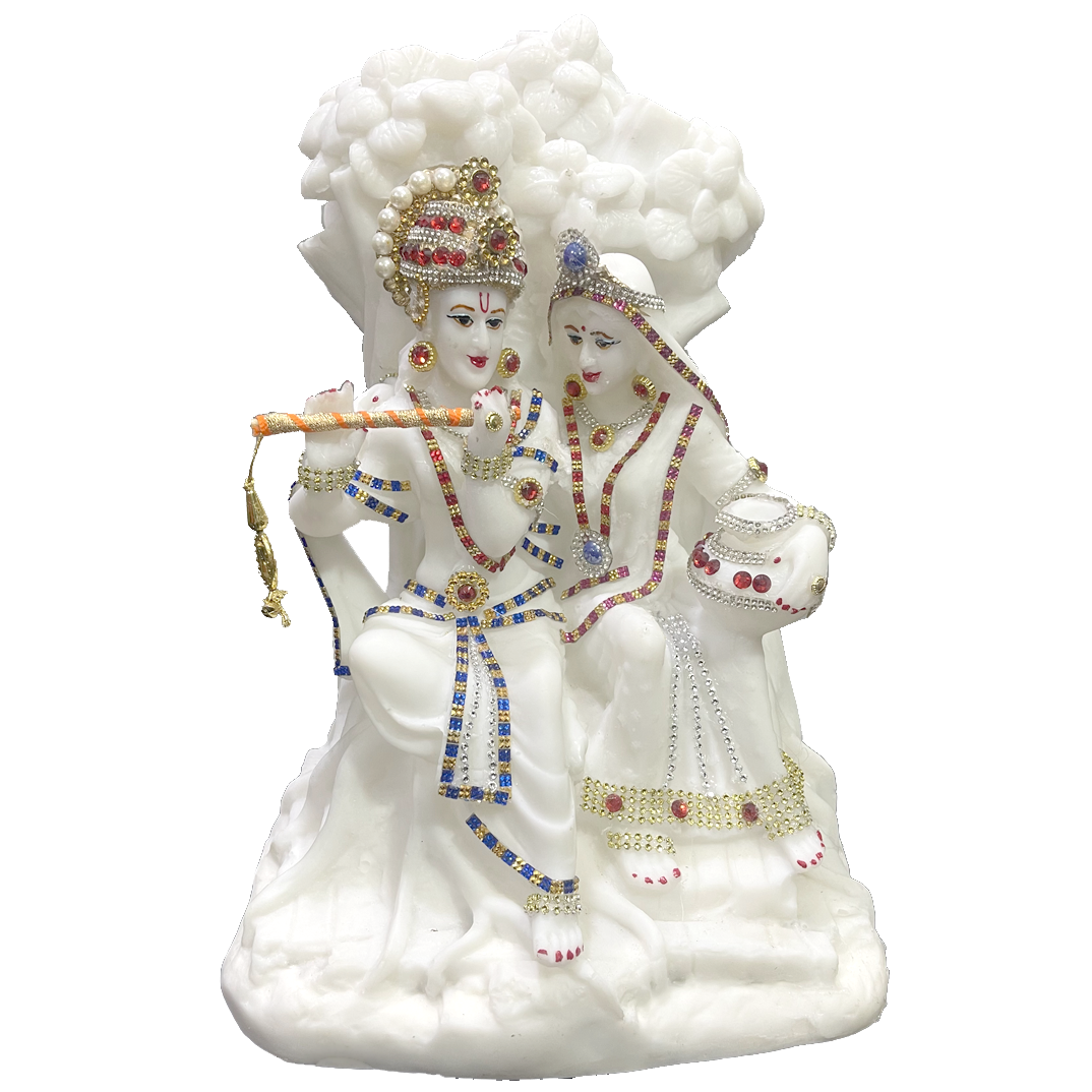 Radha Krishna Sitting under Tree Marble Murti