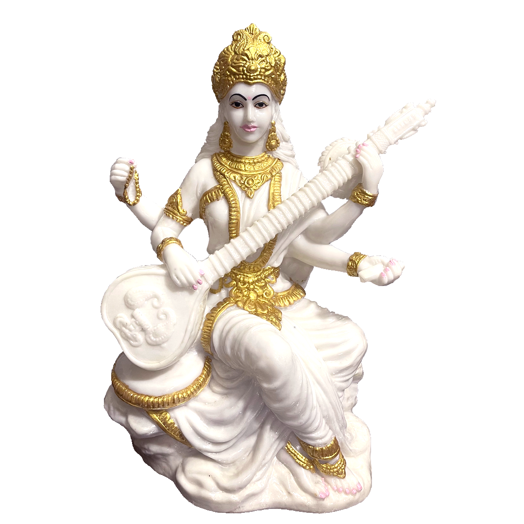 Ma Saraswati Idol Marble Look Murti Best for Institutions H- 53 CM