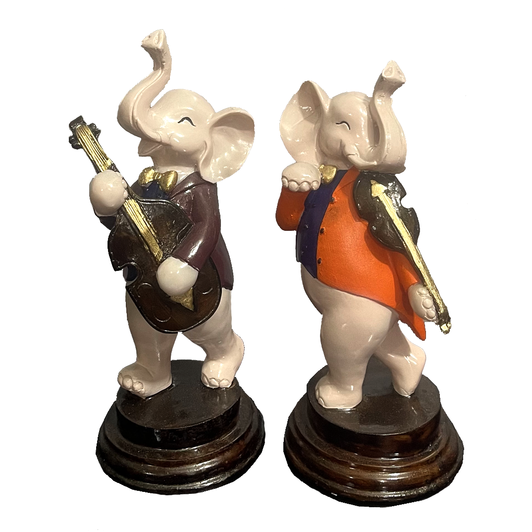 Pair of Musical Appu Set Idol Playing Violin Decorative