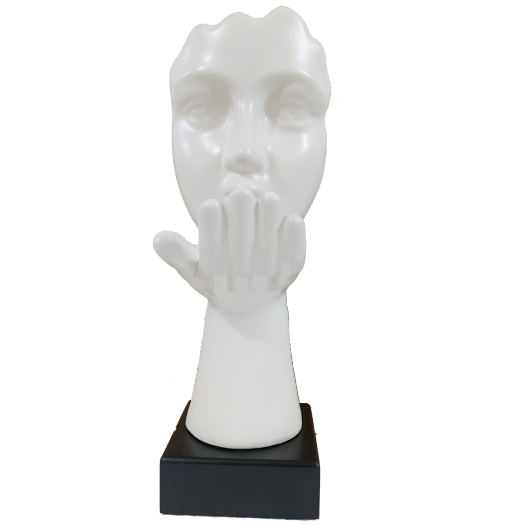 Abstract Flying Kiss Woman Face Statue Table Ascent