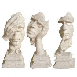 The Man Thinker Face Statue Trio Hand on Face on Side Silence