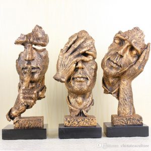 The Man Thinker Face Statue Trio Hand on Face on Side Silence