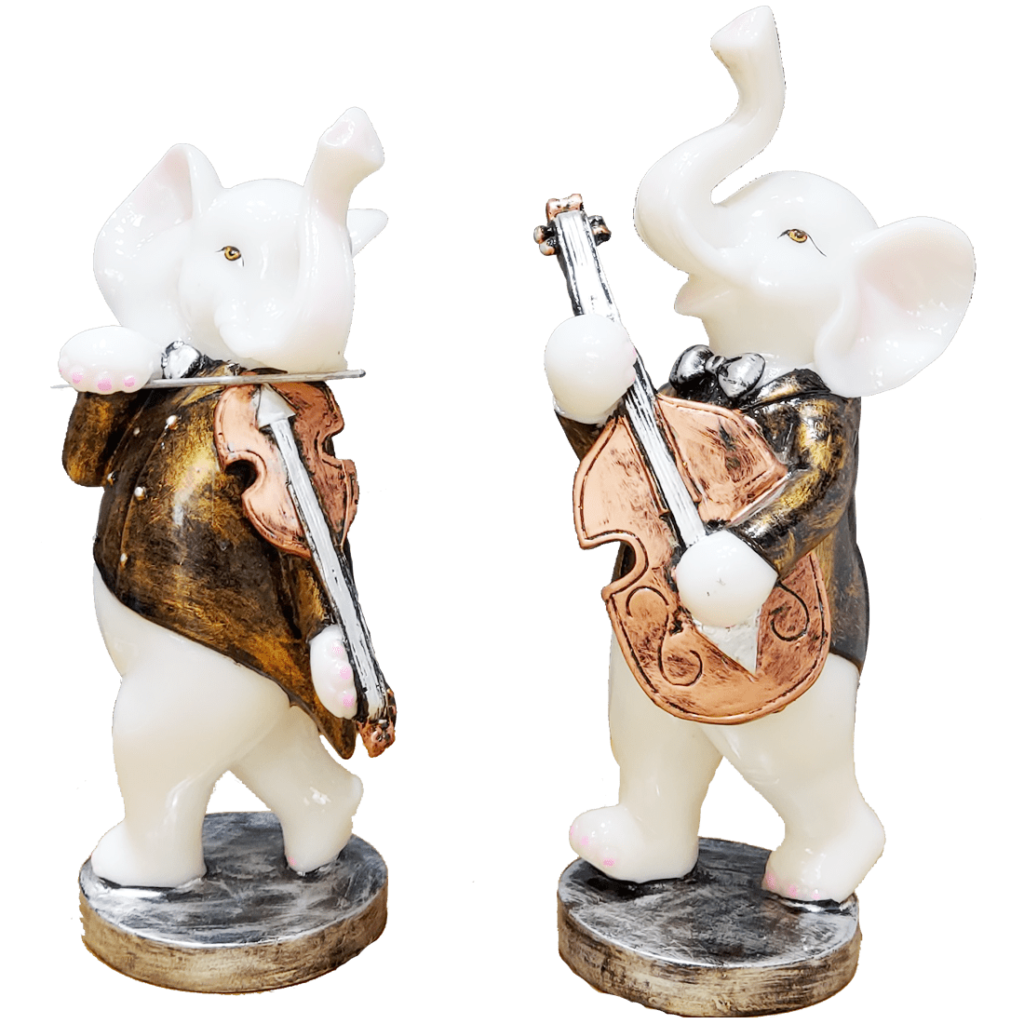 Pair of Musical Appu Set Idol Playing Violin Decorative Gift