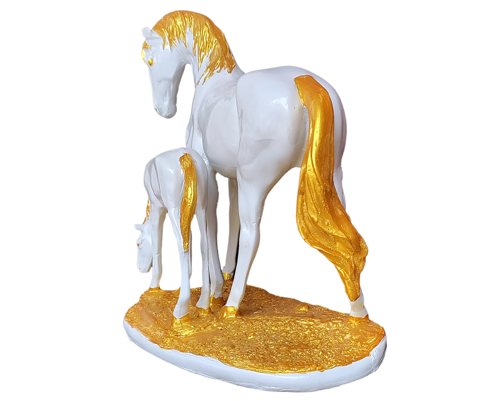 Polyresin Horse with Baby Horse Showpiece Home Décor