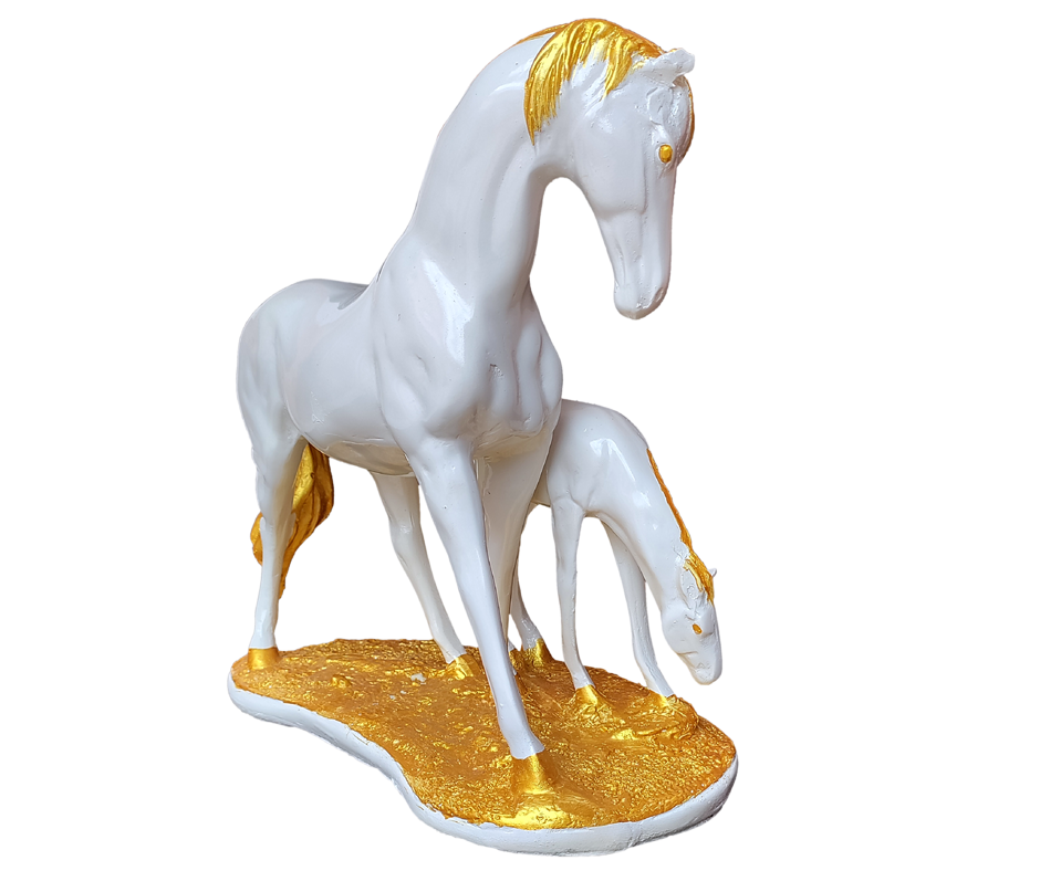 Polyresin Horse with Baby Horse Showpiece Home Décor