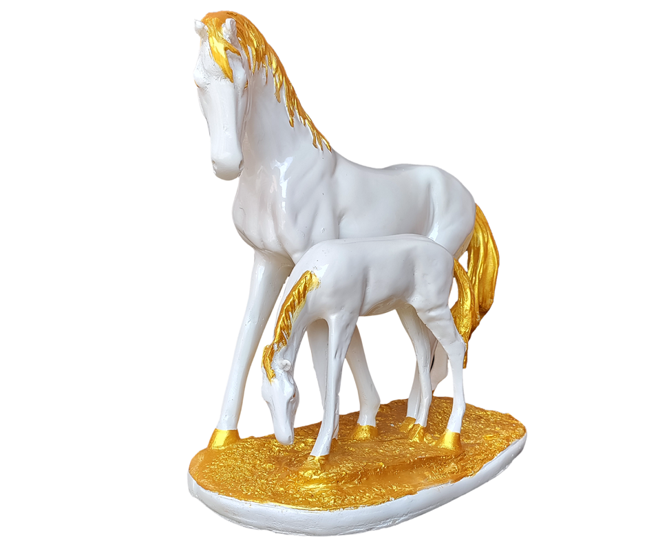 Polyresin Horse with Baby Horse Showpiece Home Décor