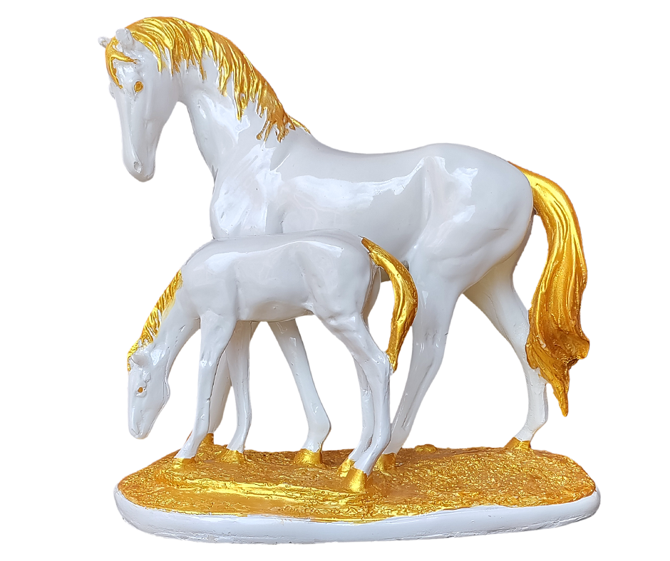 Polyresin Horse with Baby Horse Showpiece Home Décor