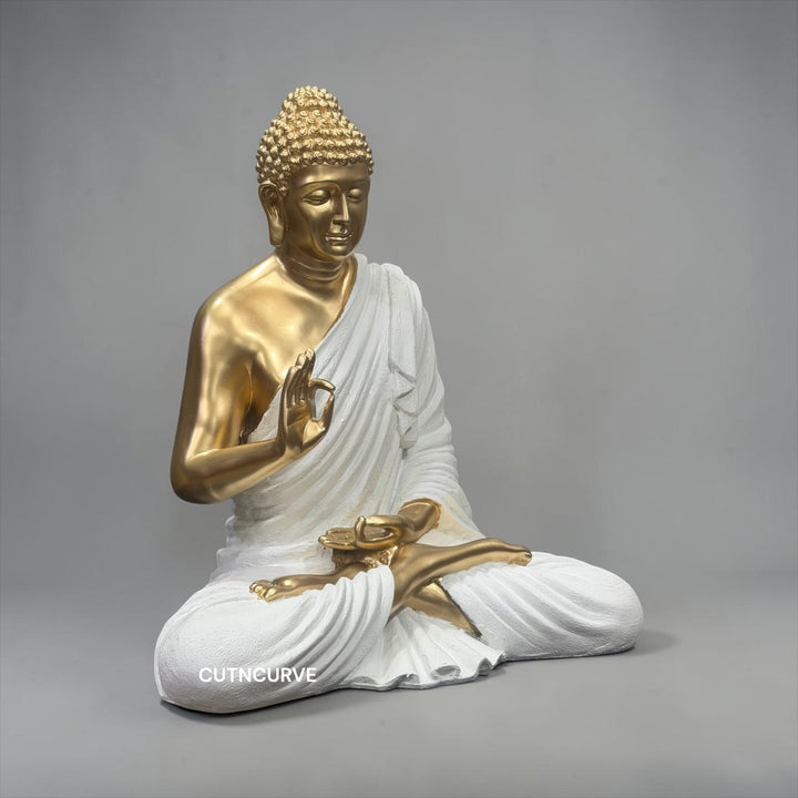 CutnCurve® 2 Feet Blessing Buddha Idol – Handmade Resin Statue for Home, Office & Gifting