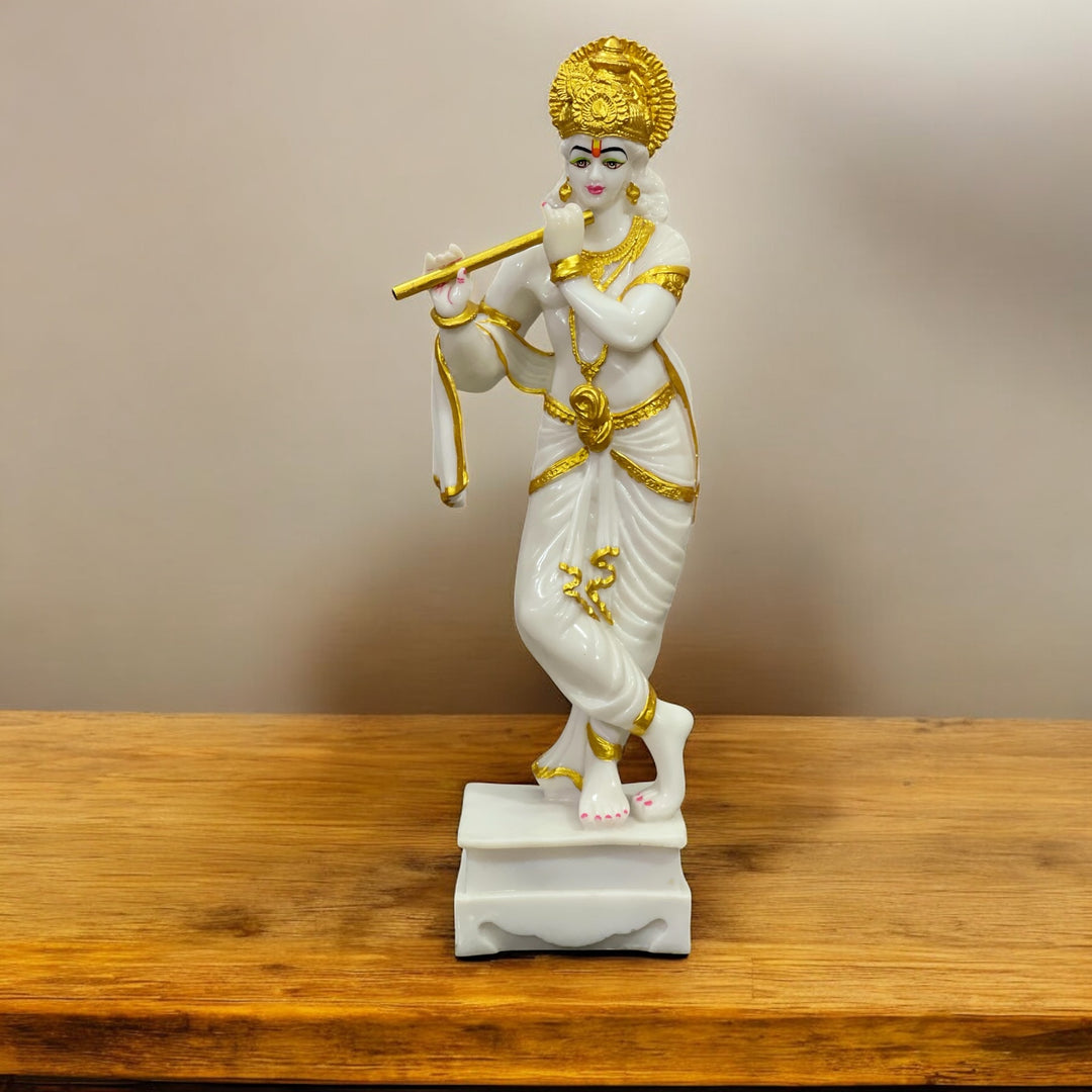 Divine Standing Krishna with Bansuri 2 Ft Statue – Premium Composite Marble Craft