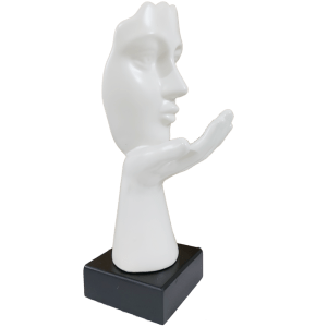 Abstract Flying Kiss Woman Face Statue Table Ascent
