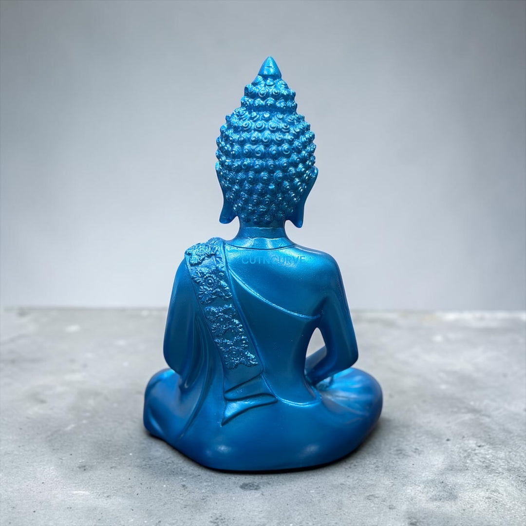 CutnCurve® Luxury Metallic Buddha Statue – 9.5 Inch Resin Meditating Buddha for Peace, Home Decoration & Elegant Gifting