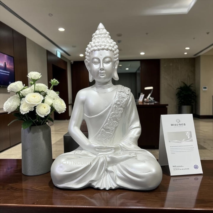 Premium metallic Buddha statue made of resin
9.5 inches meditating Buddha idol for home decor
Buddha statue for office desk decoration
Resin Buddha idol for temple and gifting