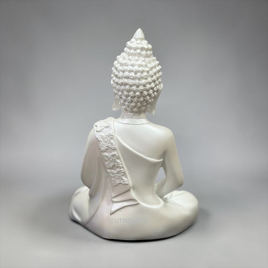 CutnCurve® Meditating Buddha Resin Statue – Metallic Finish | 9.5 Inches | Elegant Home Décor, Office Accent & Vastu Gift