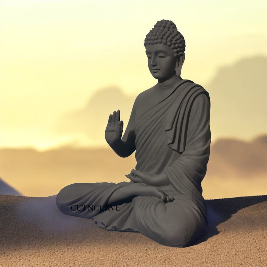 CutnCurve® 2 Ft Blessing Buddha Statue – Premium Resin Buddha Idol for Home Décor & Positive Vibes