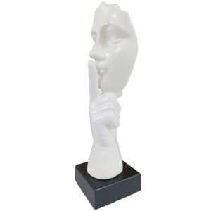 Abstract Instructing Silence Finger on Woman Face Statue Table Ascen
