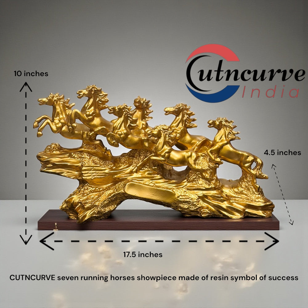 golden horse showpiece for living room
7 horse wall decor vastu
seven running horses figurine
resin running horses statue