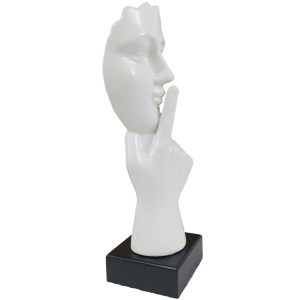 Abstract Instructing Silence Finger on Woman Face Statue Table Ascen