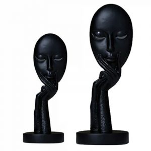 Pair of The Lady Face Statue Table Accent