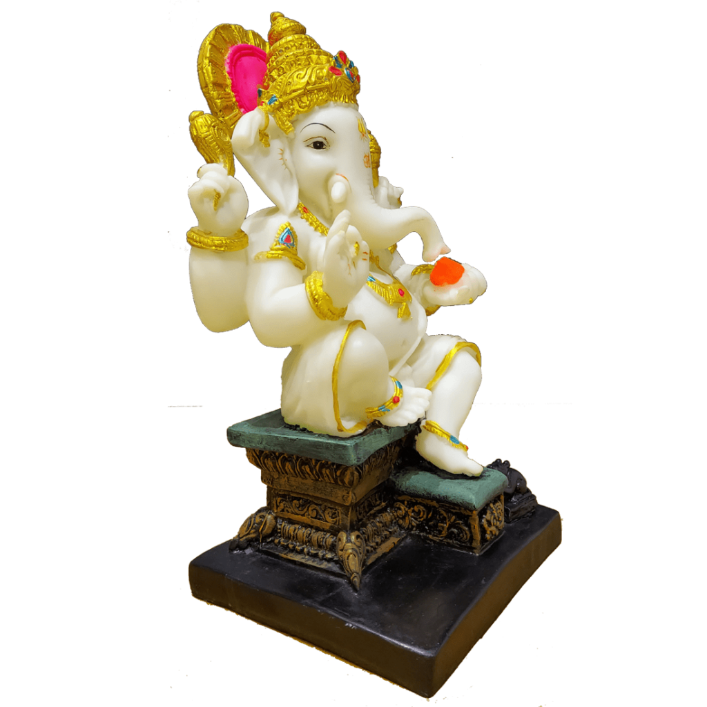 Gajanan Ganpati Bappa Murti White Marble Look Idol Gift For Grah Prave gajanan-ganpati-bappa-murti-white-marble-look-idol-gift-for-grah-prave