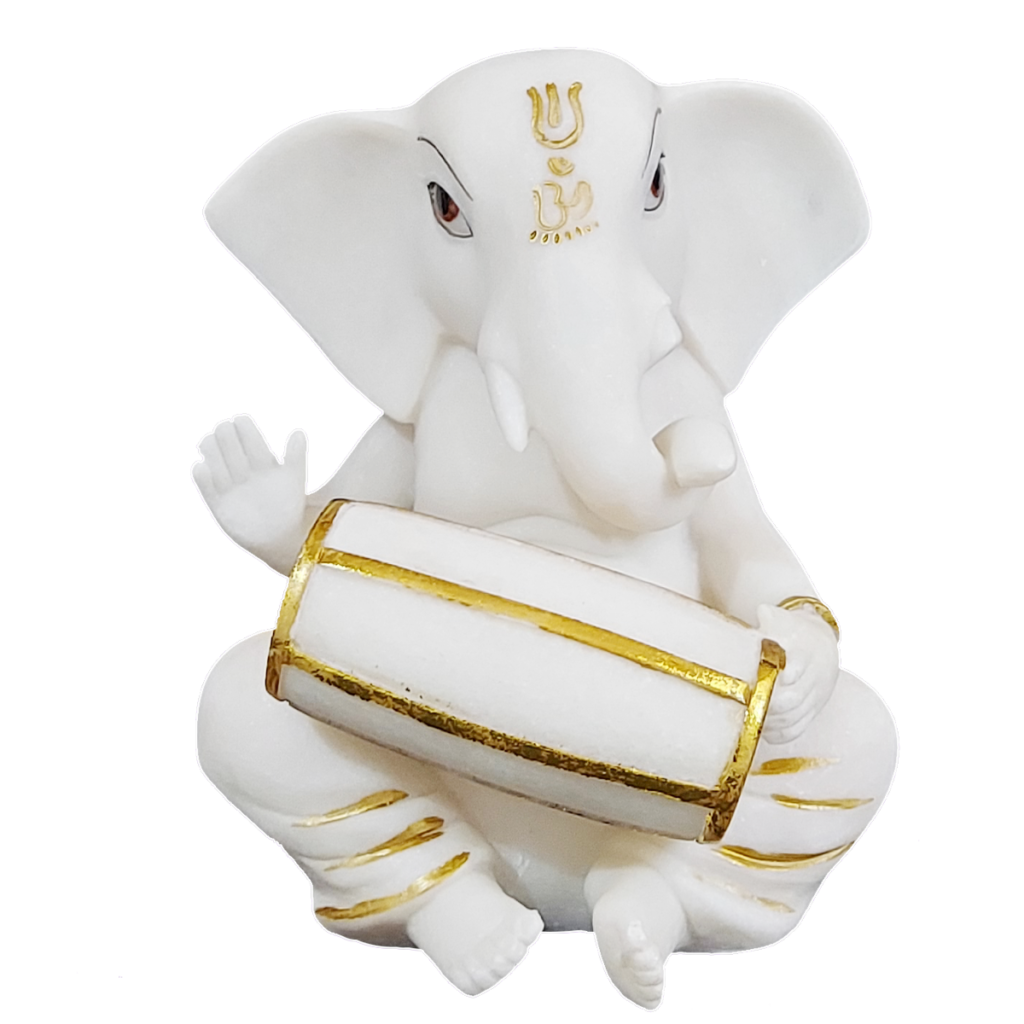 Ganesh Dholak Playing Marble Murti
