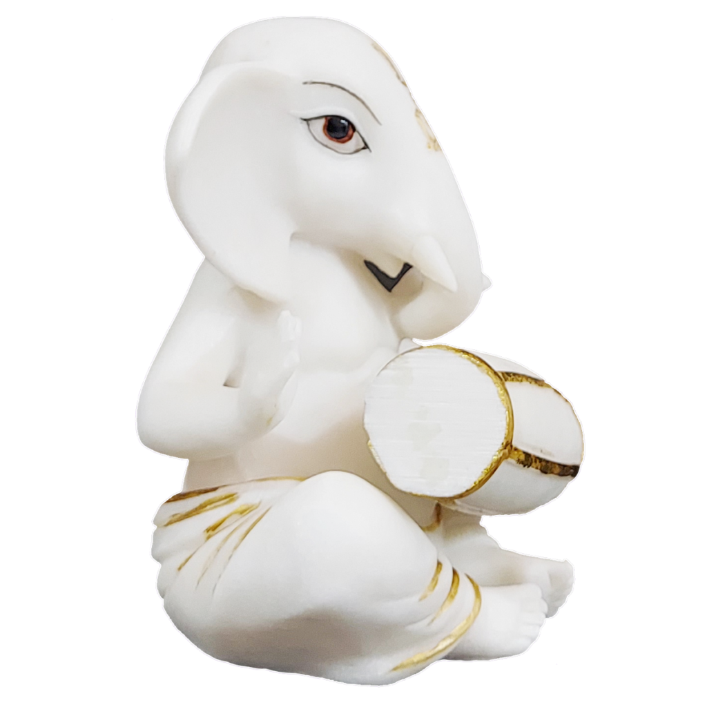 Ganesh Dholak Playing Marble Murti