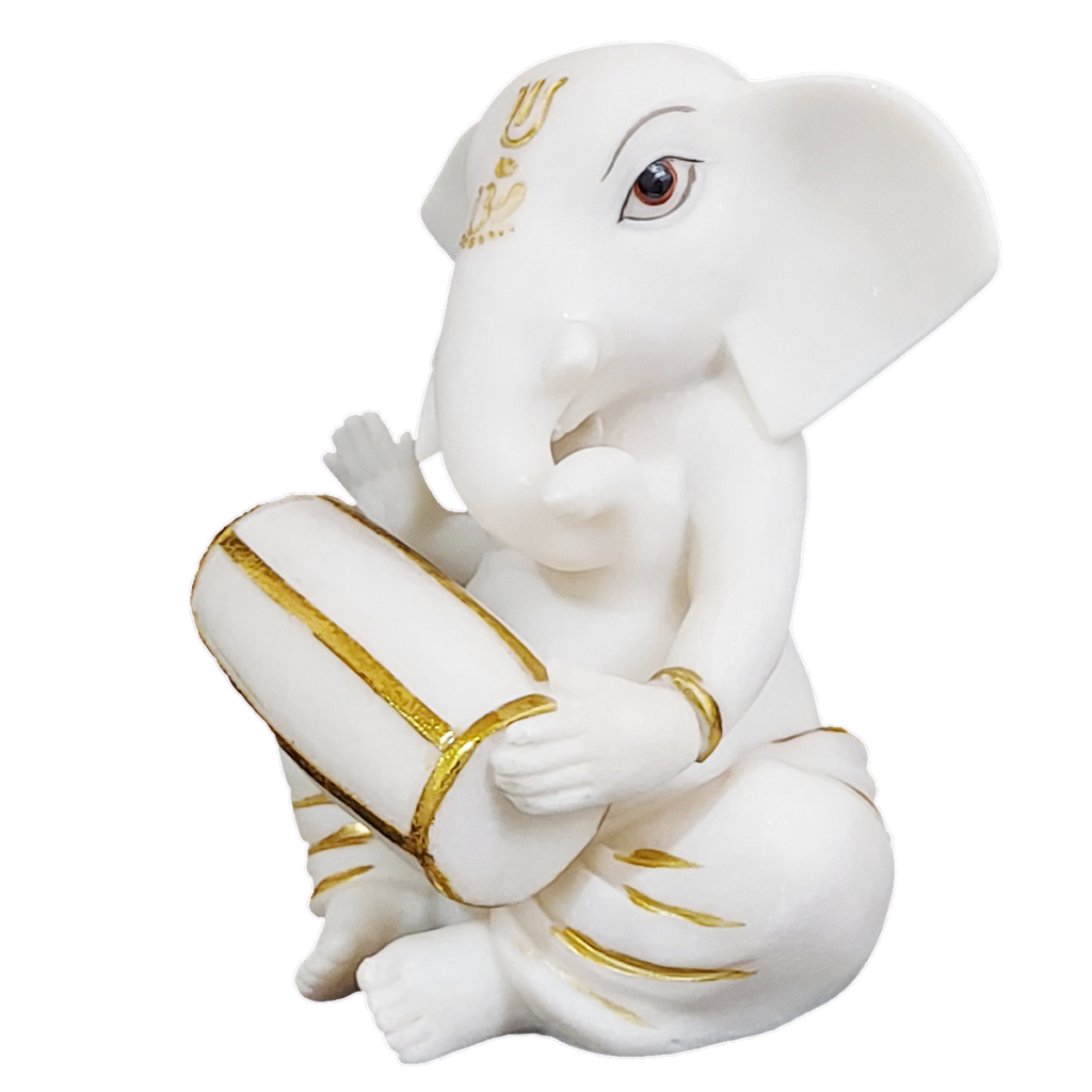 Ganesh Dholak Playing Marble Murti