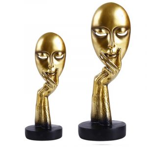 Pair of The Lady Face Statue Table Accent