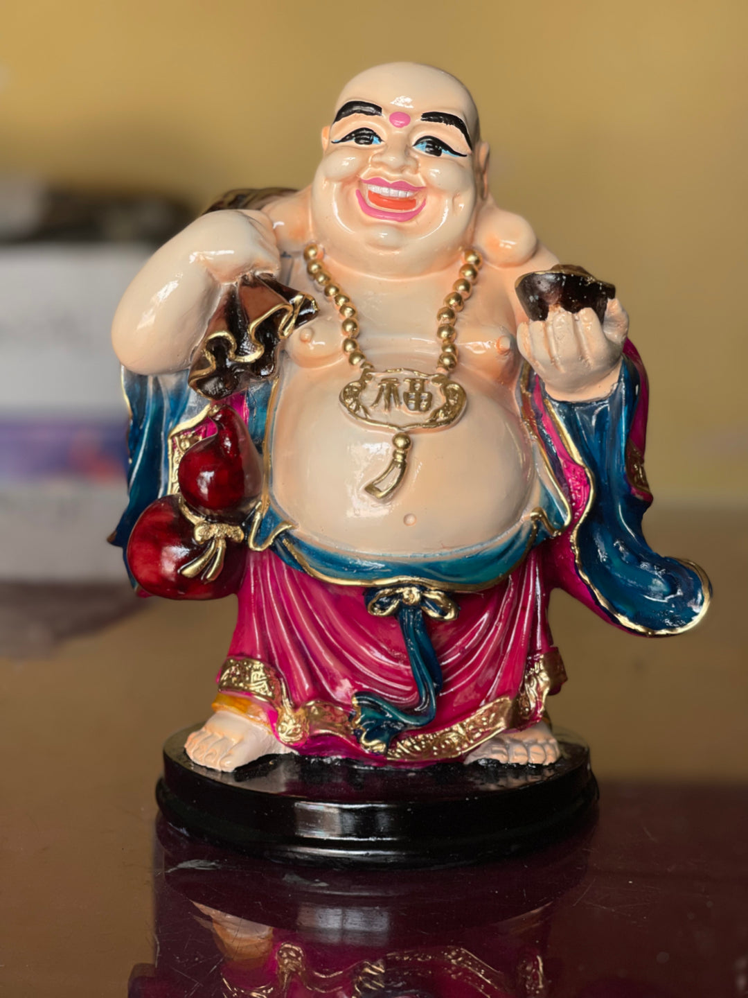 Laughing Buddha have Coin Pottly Statue Resin Figurine The Best Gift For Baby Shower H- 26 cm
