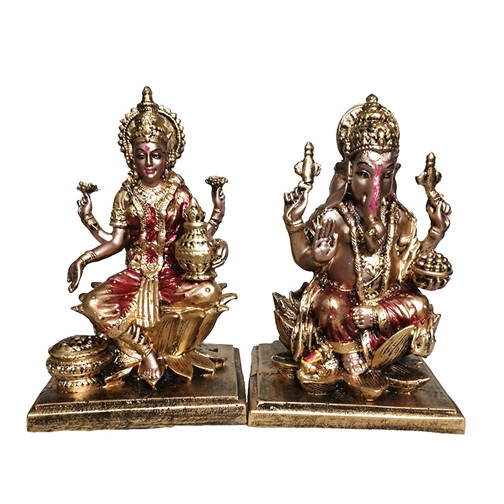 Indian Laxmi Ganesh Murti Marble Look Lakshmi Ganesha for Diwali Poojan