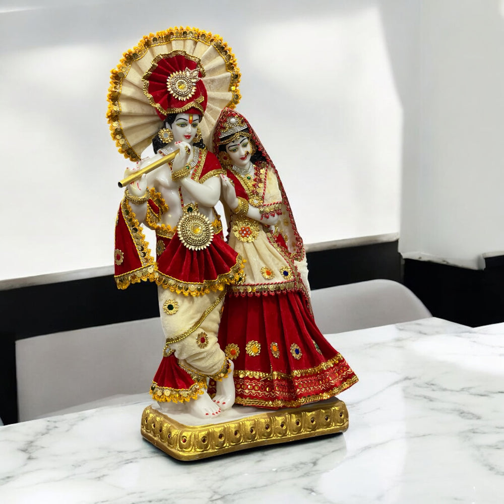 Radha Krishan 2 feet Marble Statue With Fine  Dress