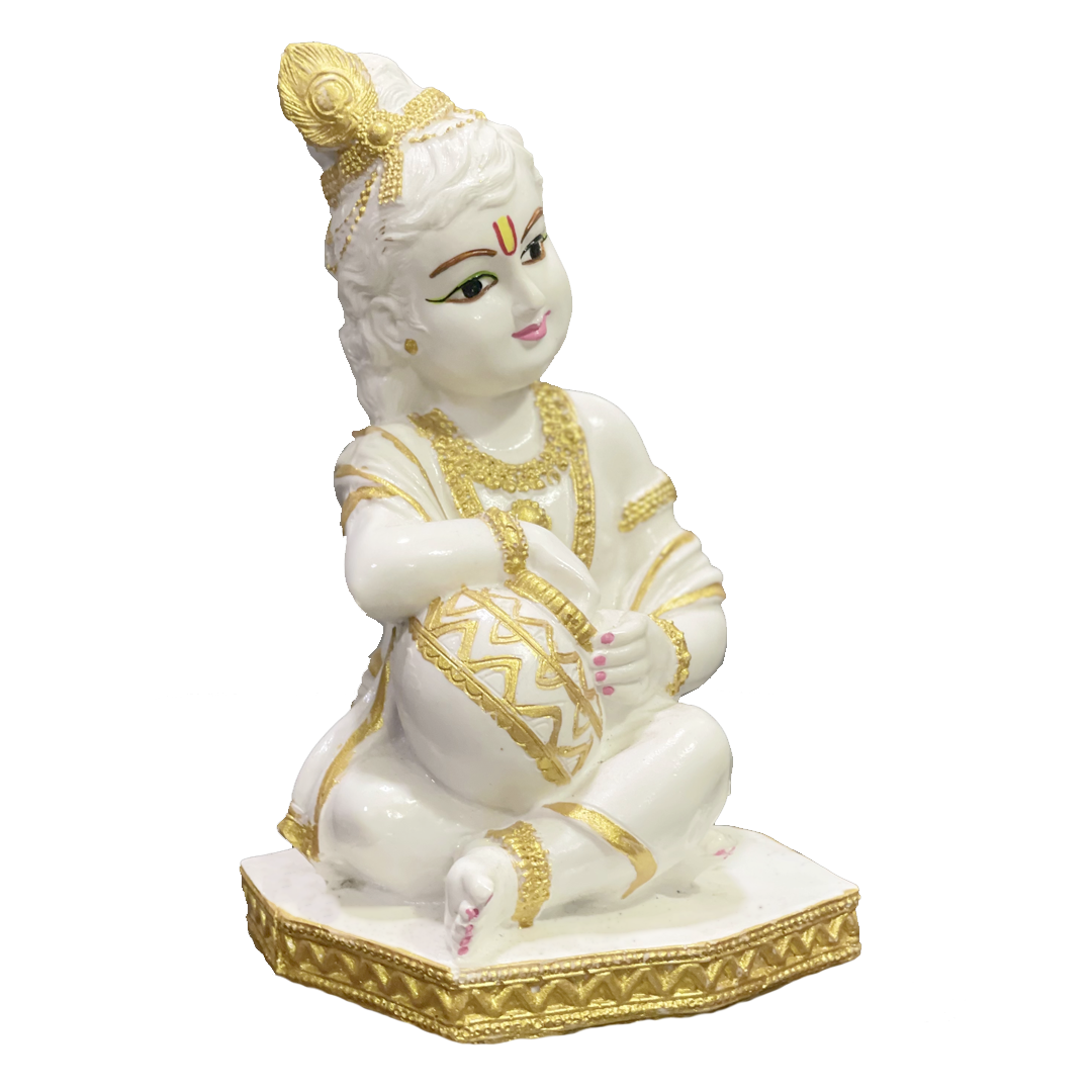 Makhan Chor Marble Krishan Statue, Height -18 cm