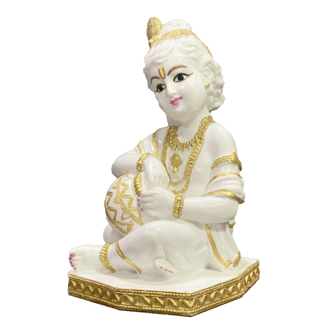 Makhan Chor Marble Krishan Statue, Height -18 cm