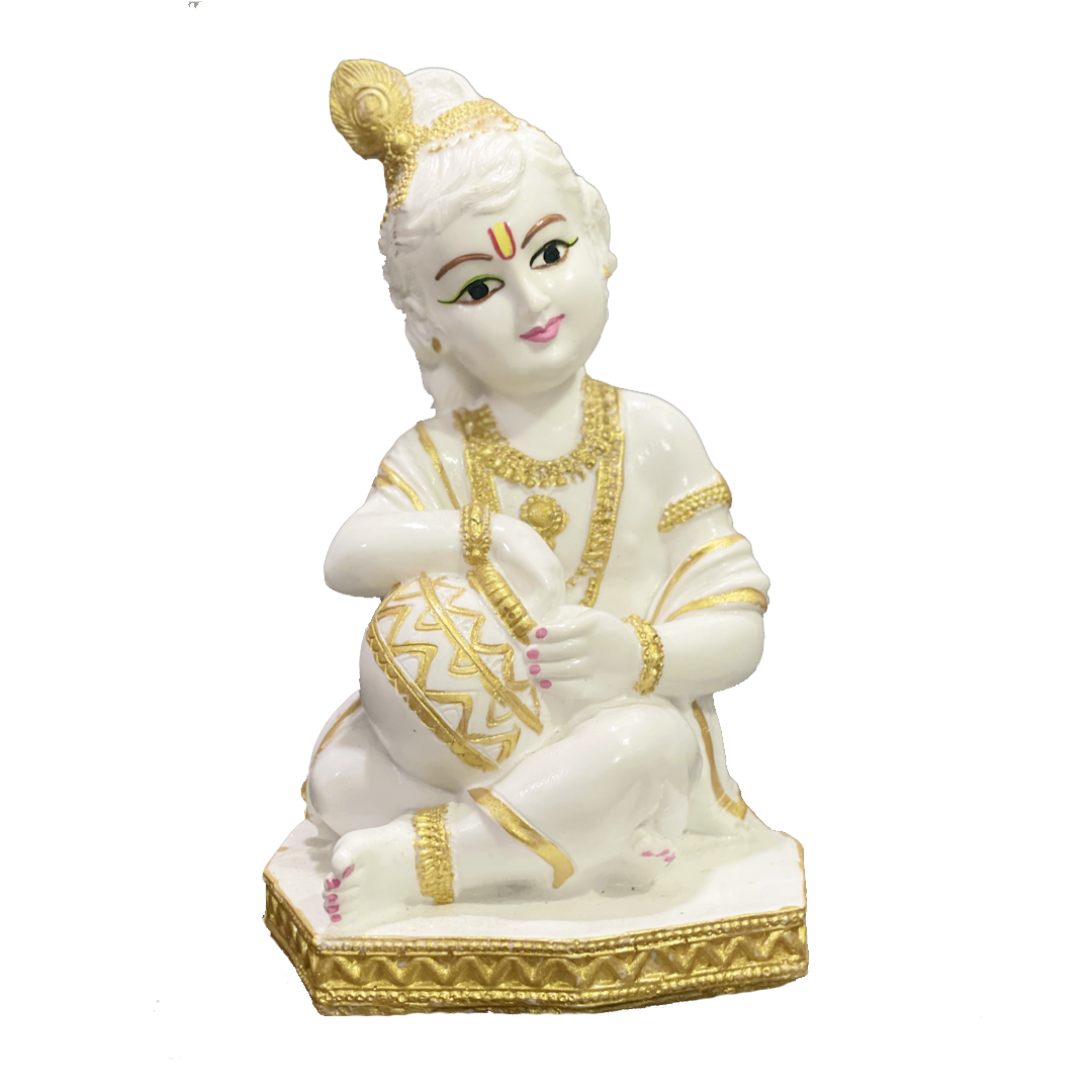 Makhan Chor Marble Krishan Statue, Height -18 cm