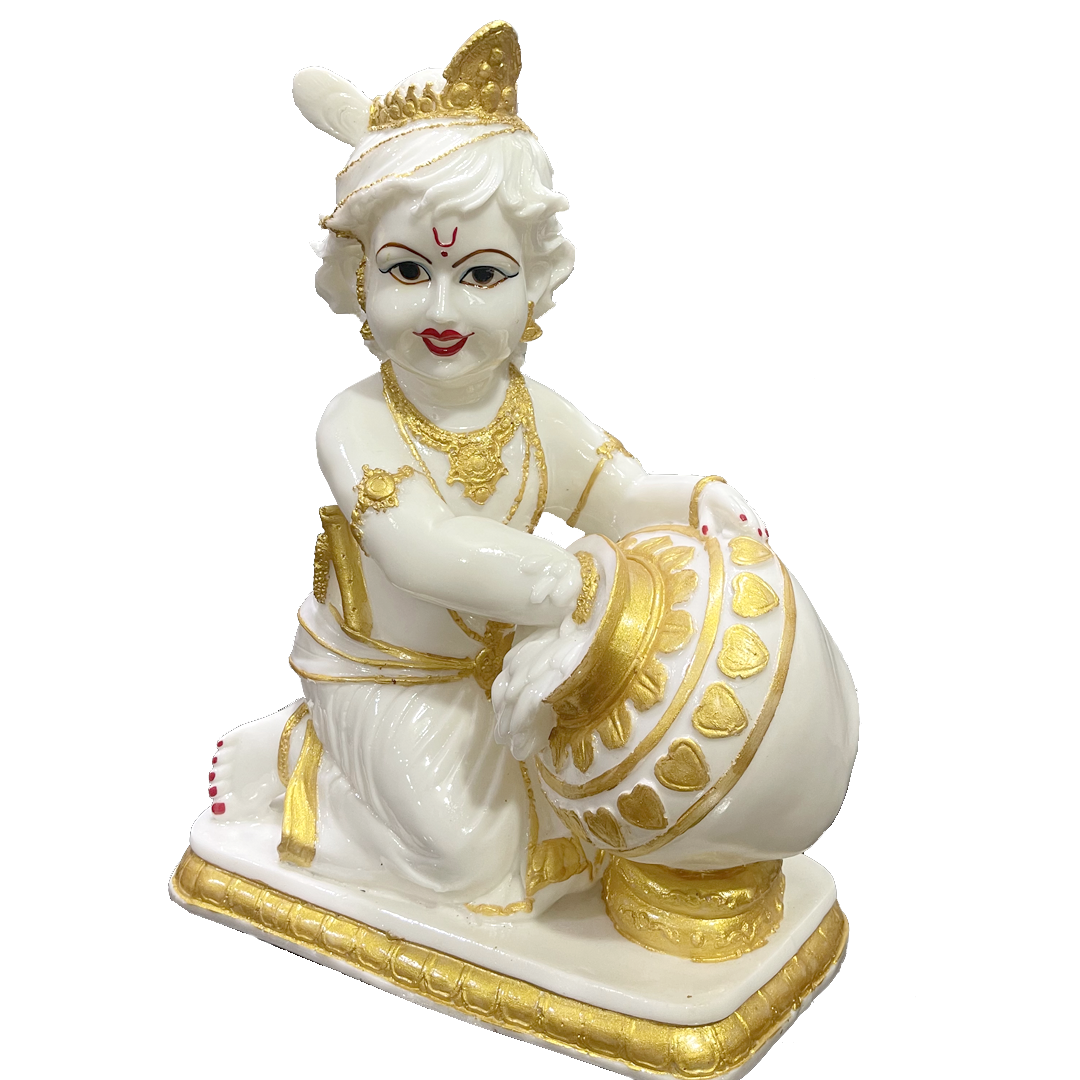 Marble Murtie Lord Krishna Makhan-Chor Idol For Home,H-16 Inches