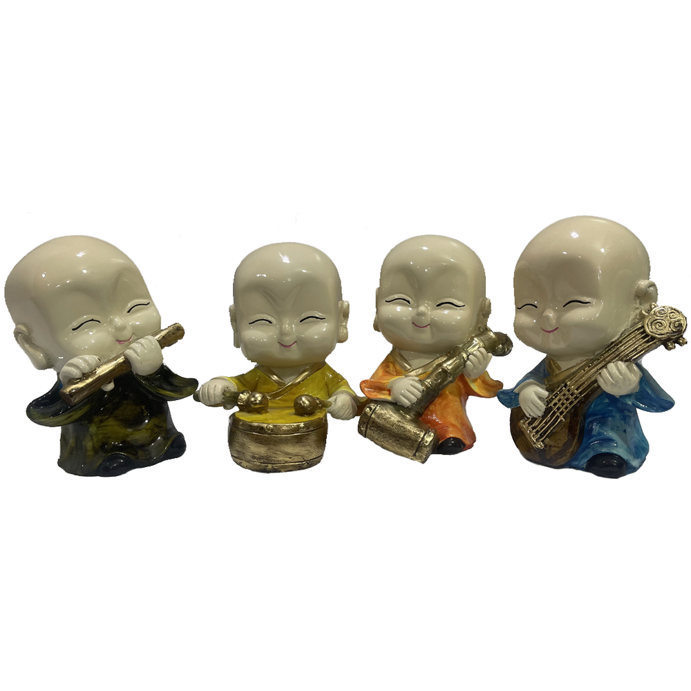 Polyresin Set of 4 Baby Buddha Monks Figurine H- 14 cm