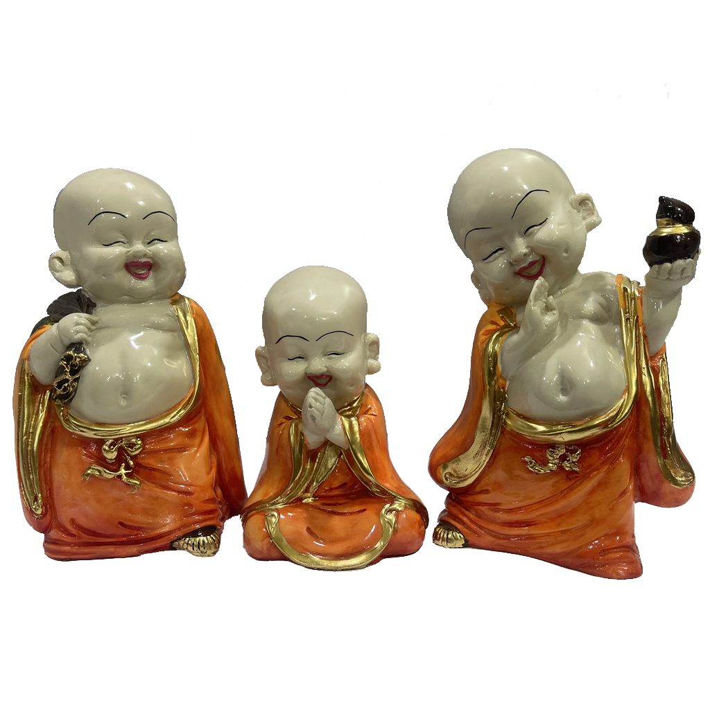 Polyresin Set of 3 Baby Buddha Monk Figurine