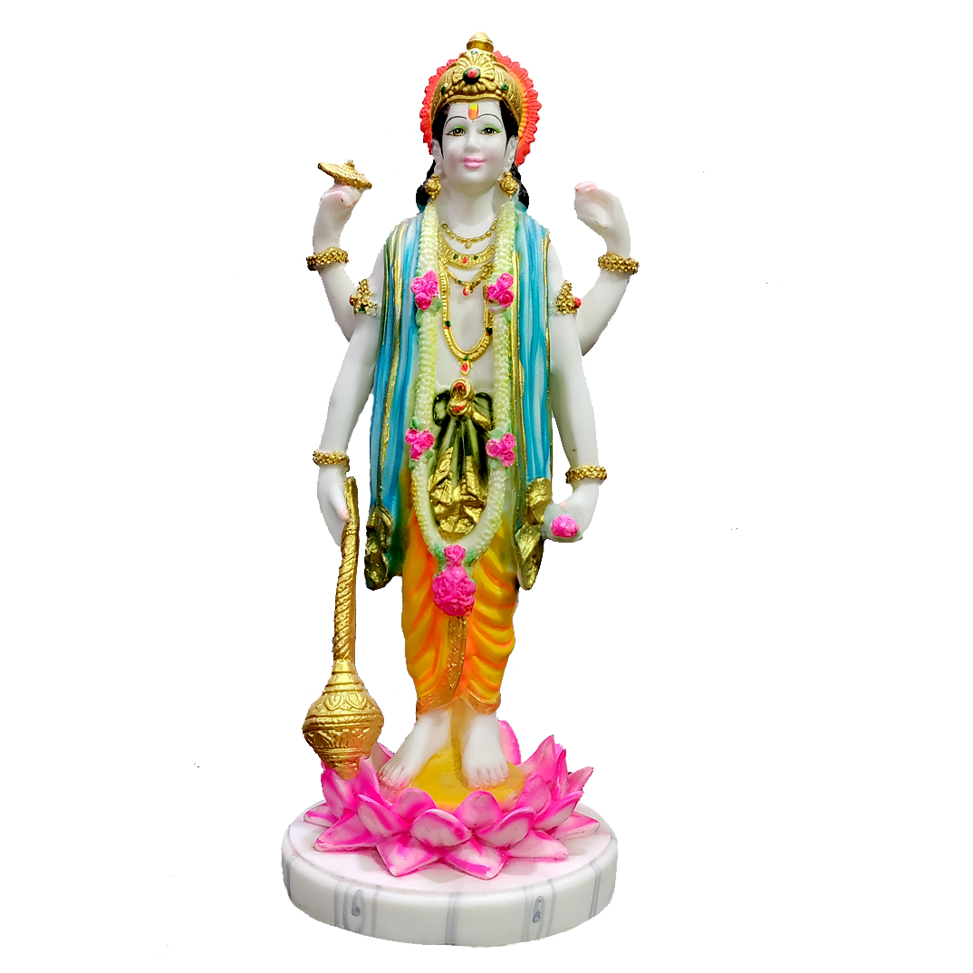 Lord Narayana Standing Vishnu Narayana Marble Look Idol Narayana Murtie H 40 cm