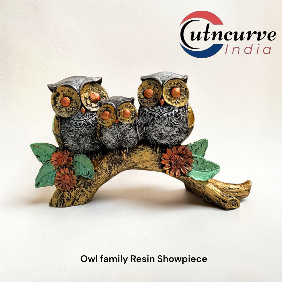 owl family resin showpiece for home decor