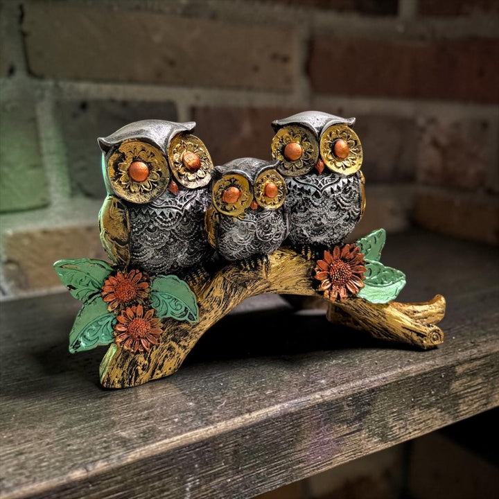 CutnCurve® Owl Family Resin Showpiece | 3 Owl Figurines Decorative Statue for Home & Office Decor | Wisdom, Knowledge & Prosperity Symbol