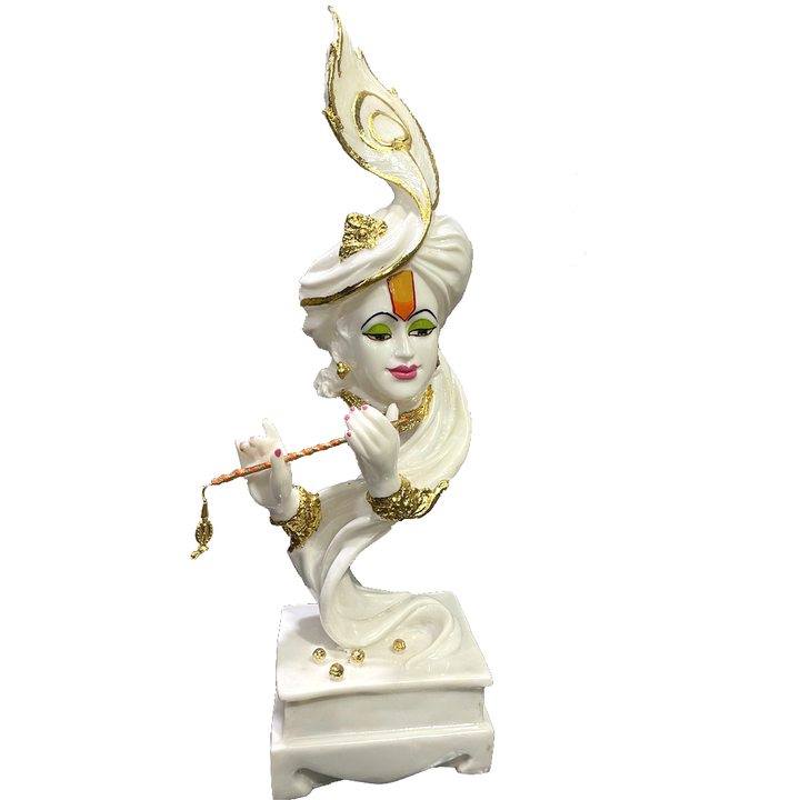 White Marble Finish Pankh Krishna Murti