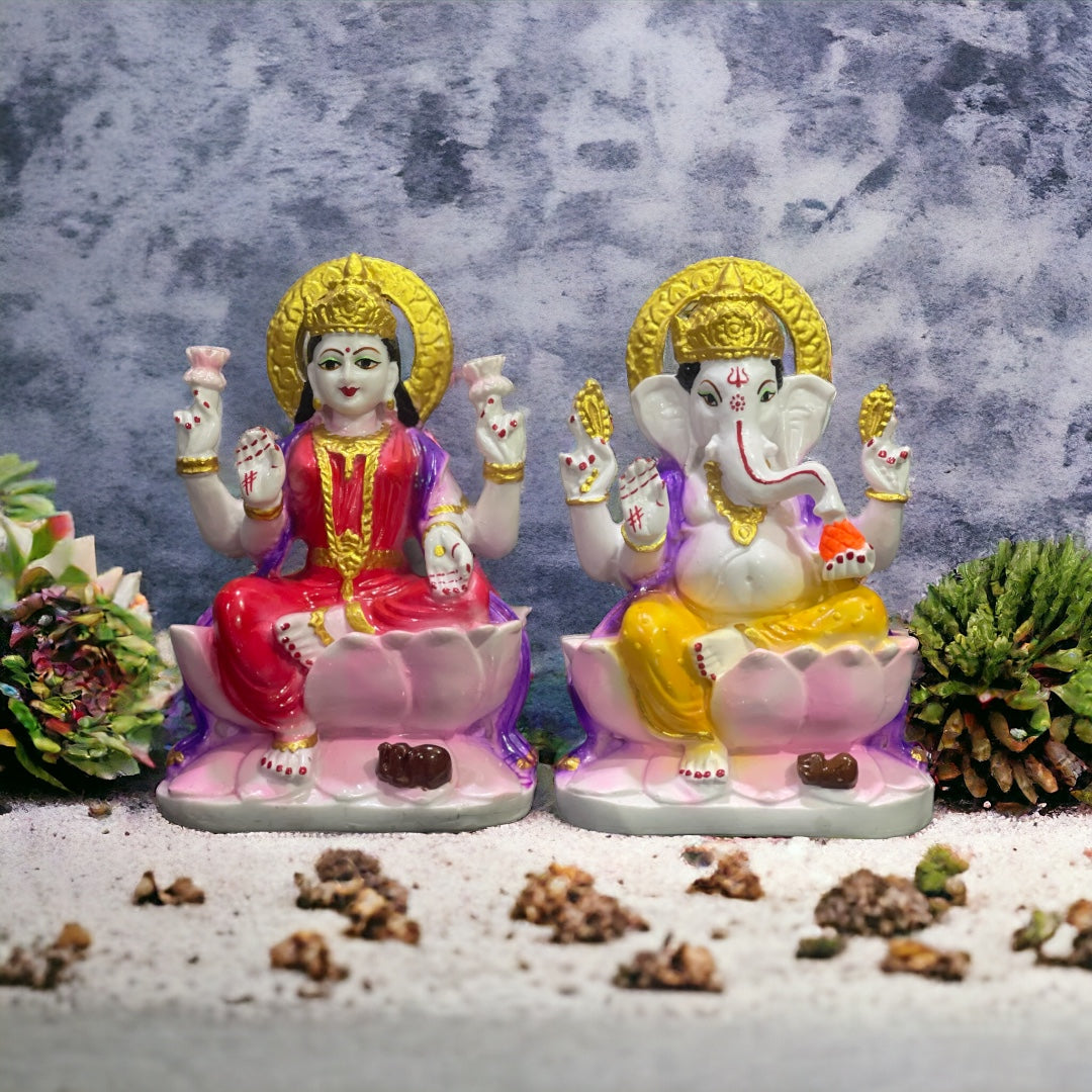 Laxmi Ganesh Murti Marble Look for Diwali Pujan Made in India H – 22 cm
