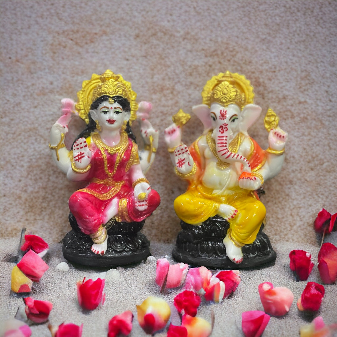 Laxmi Ganesh Marble Look Murti 