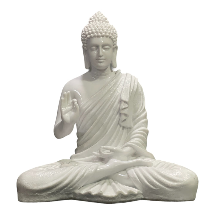 White Meditating Buddha Statue Symbol of Peace Home decor Idol H- 37 CM